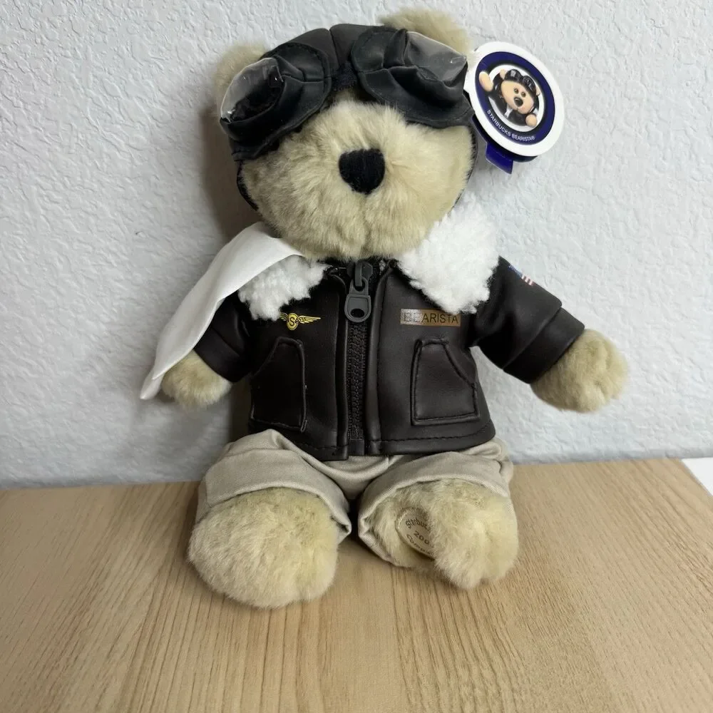 Starbucks Coffee Bearista Aviator Pilot 32nd Edition 2004 Plush Teddy Bear 9”